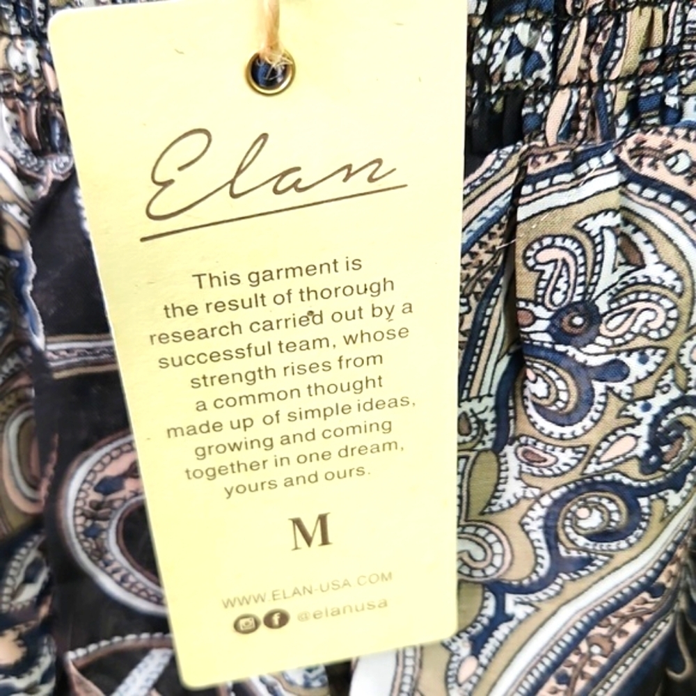 Black/ Pink and Cream Paisley Strapless Top NWT Elan Size Medium - Picture 6 of 9